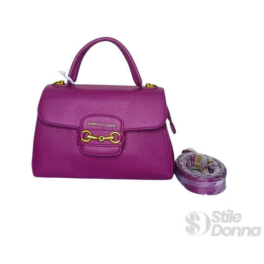 borsa-satchel-in-pelle-enrico-coveri-viola-a-mano-scamosciata-156 - Stile Donna Bags