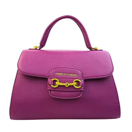 borsa-satchel-in-pelle-enrico-coveri-viola-a-mano-scamosciata-398 - Stile Donna Bags