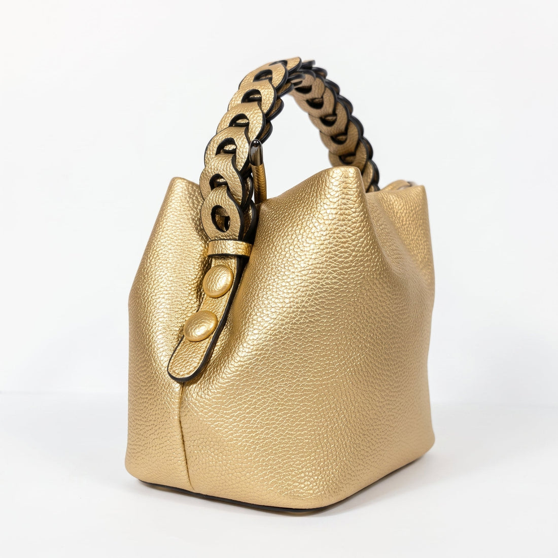 Borsa Secchiello con Manico Intrecciato in Ecopelle e Fodera con Tasche