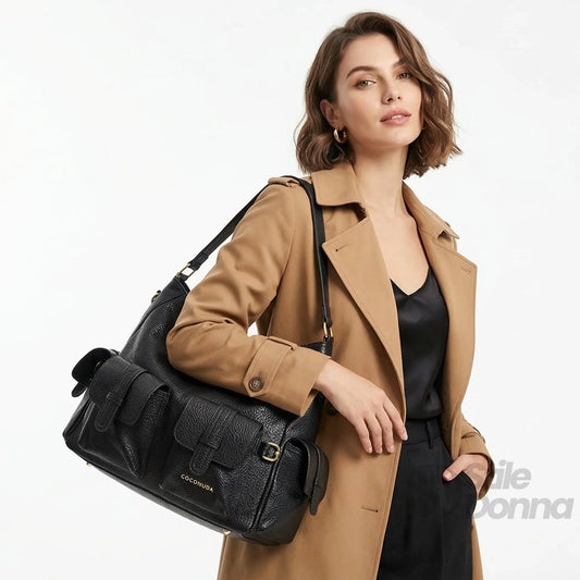 borsa-shopper-in-pelle-nera-con-tasche-multiple-a-mano-tracolla-536 - Stile Donna Bags