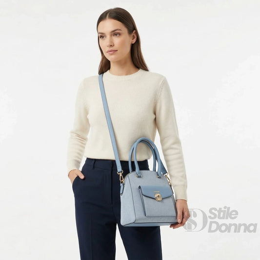 borsa-strutturata-azzurra-con-manico-superiore-a-mano-pelle-954 - Stile Donna Bags