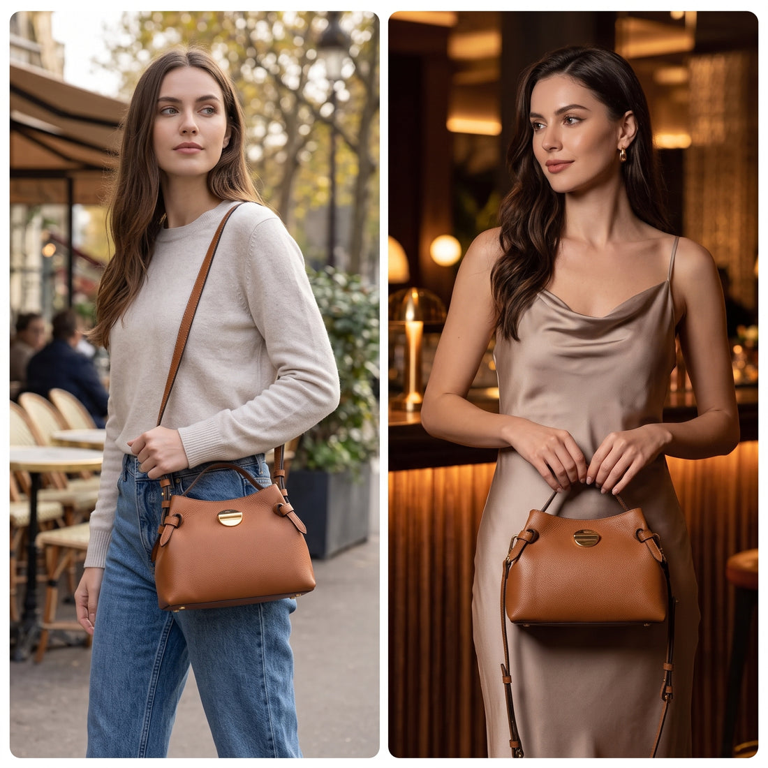Stile Donna Bags – Livia, kabelka z pravé kůže se zlatým diskem
