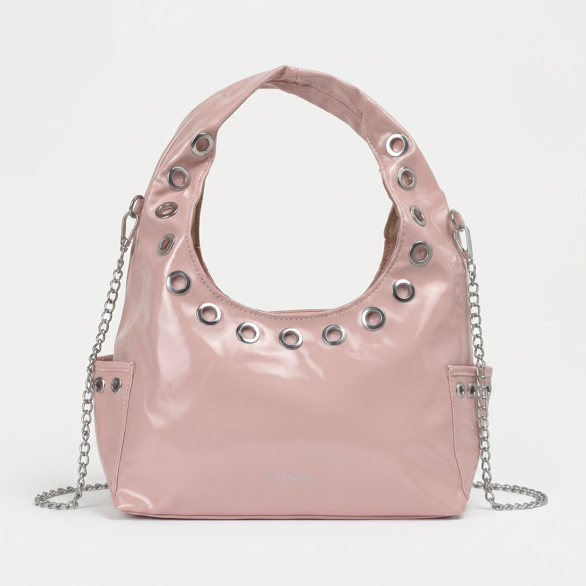 Borsa a tracolla in cocco con tracolla a catena e occhielli by Stile Donna Bags