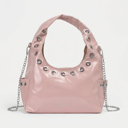Borsa a tracolla in cocco con tracolla a catena e occhielli by Stile Donna Bags