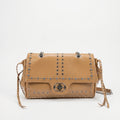 Rock Star borsa a patta ecopelle borchie argentate tracolla a catena – vista 2