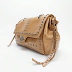 Rock Star Borsa a Patta in Ecopelle con Borchie Argentate Tracolla a Catena - Stile Donna Bags