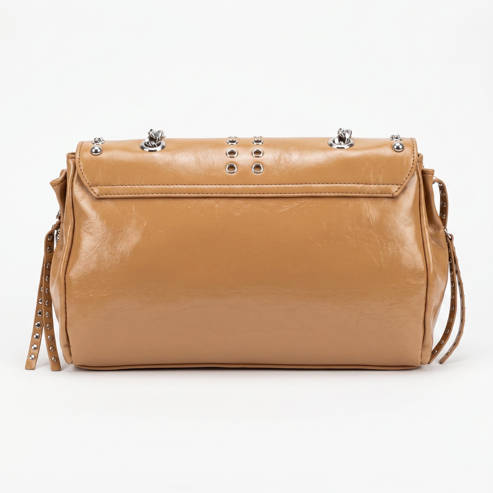 Rock Star borsa a patta ecopelle borchie argentate tracolla a catena – vista 5