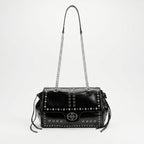 Rock Star Borsa a Patta in Ecopelle con Borchie Argentate Tracolla a Catena - Stile Donna Bags