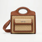 Sweet Years Borsa Shopping in Tessuto Intrecciato ed Ecopelle con Tasca Frontale - Stile Donna Bags