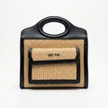 Sweet Years Borsa Shopping in Tessuto Intrecciato ed Ecopelle con Tasca Frontale
