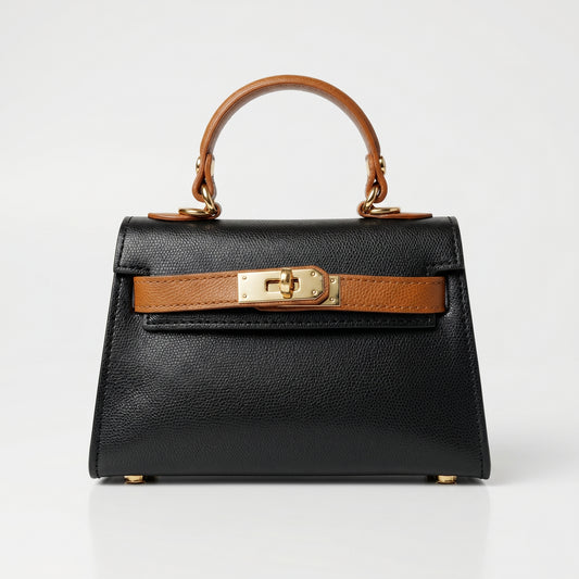 Mini Beky Bolso de mano de mujer con diseño de mezcla de colores en piel auténtica - Hecho en Italia