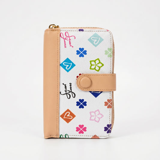 Sweet Years Cartera compacta de mujer en ecopiel con estampado de monograma
