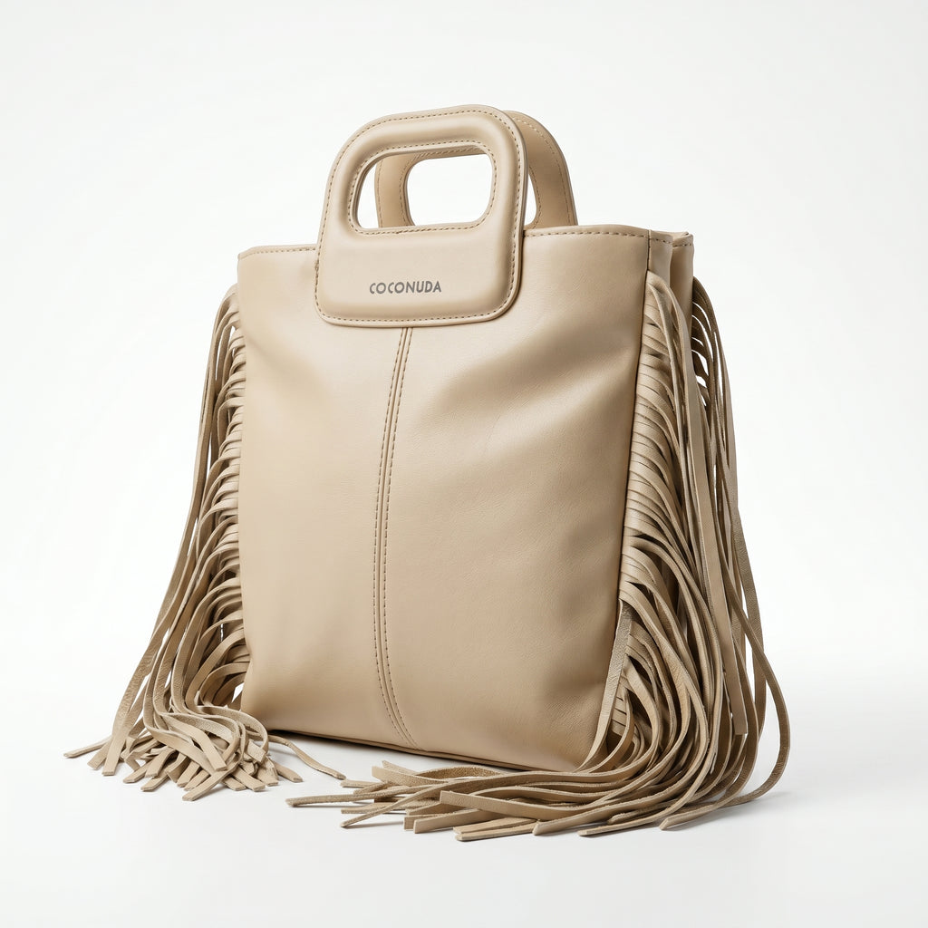 Coconuda Borsa Tote con Frange – Manico Strutturato e Tracolla Removibile