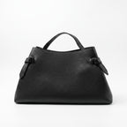 Borsa Livia in Vera Pelle Martellata Nera con Chiusura Disco Malachite