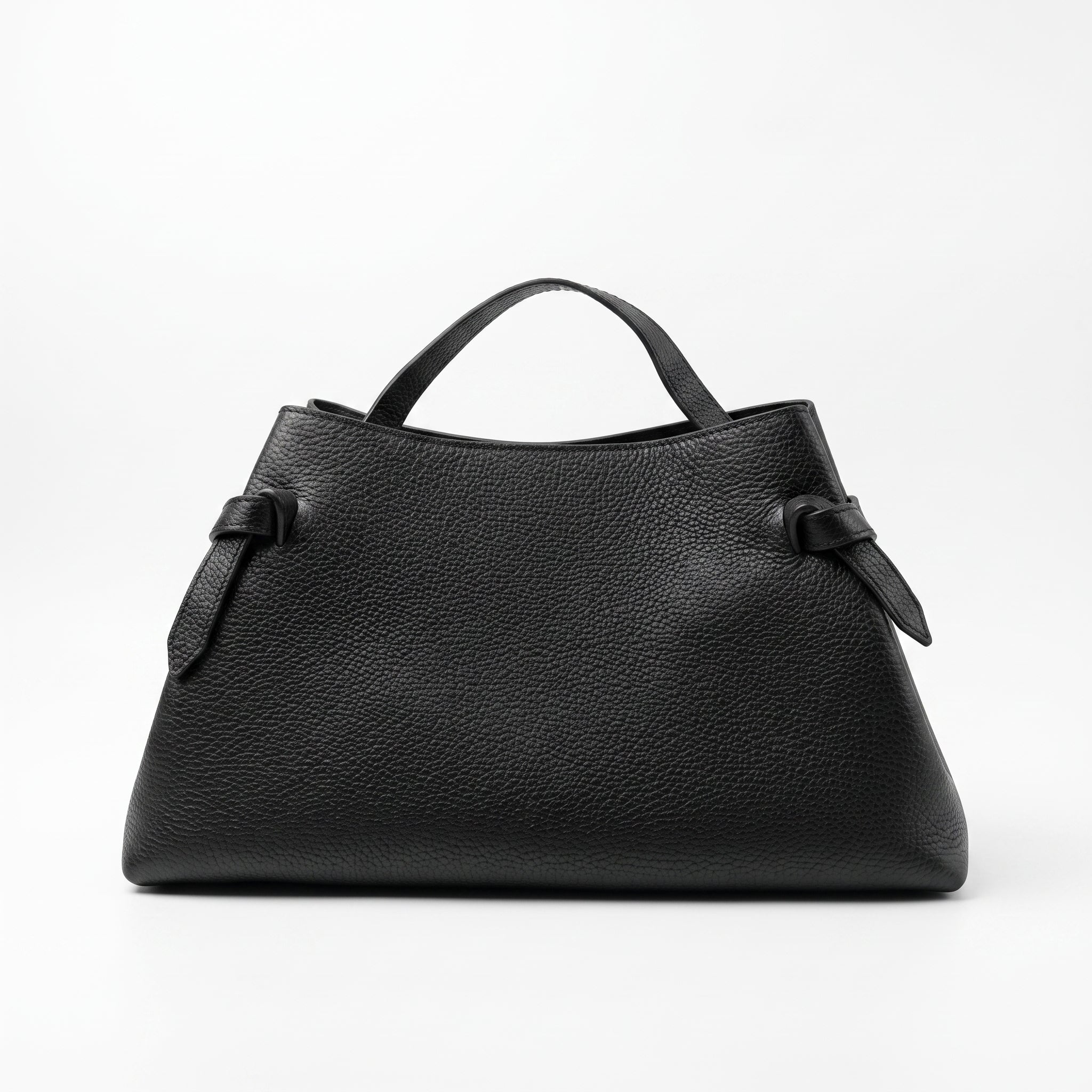Borsa Livia in Vera Pelle Martellata Nera con Chiusura Disco Malachite