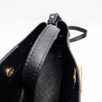 Borsa Livia in Vera Pelle Martellata Nera con Chiusura Disco Malachite