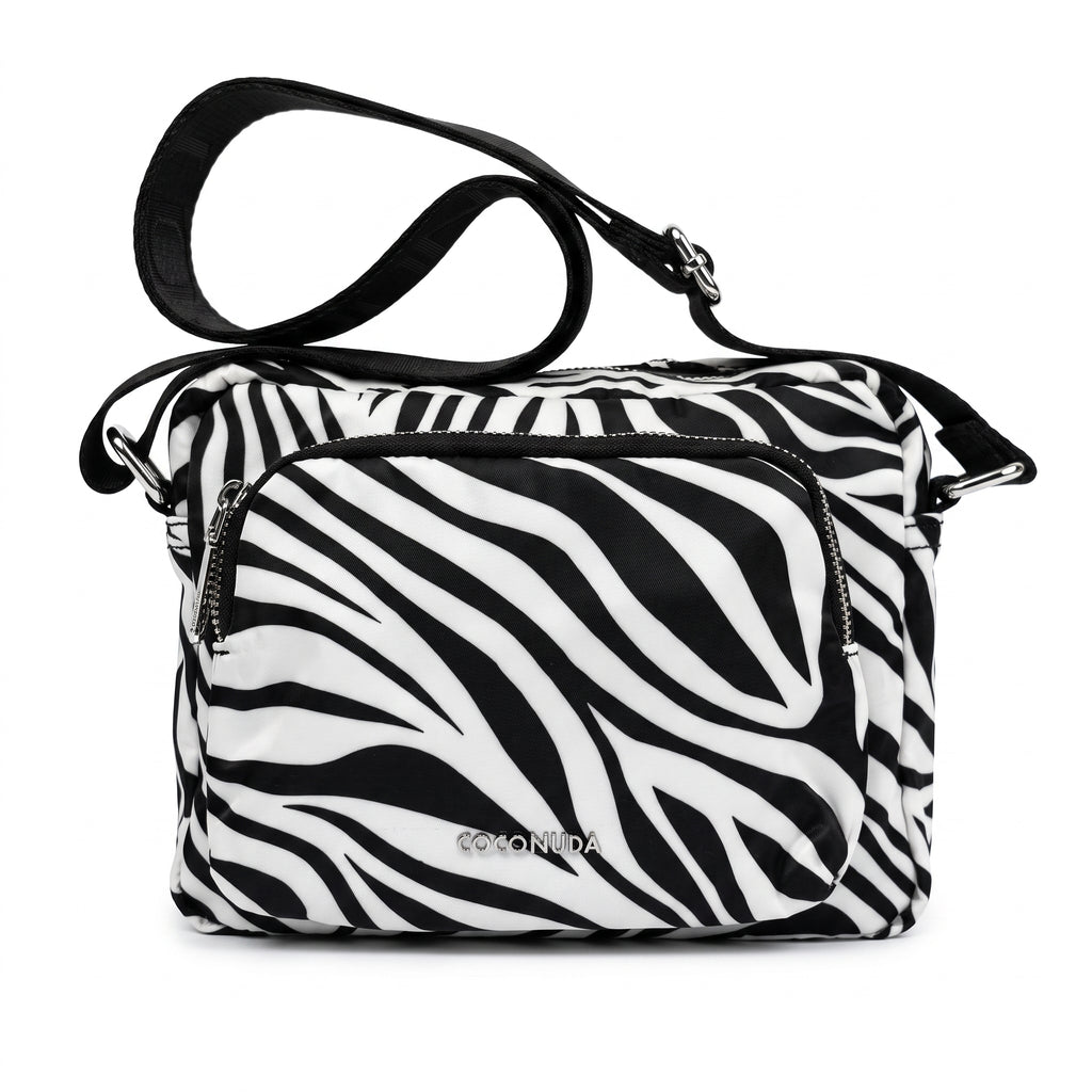 Borsa Coconuda Zebrata in Nylon con Stampa Animalier