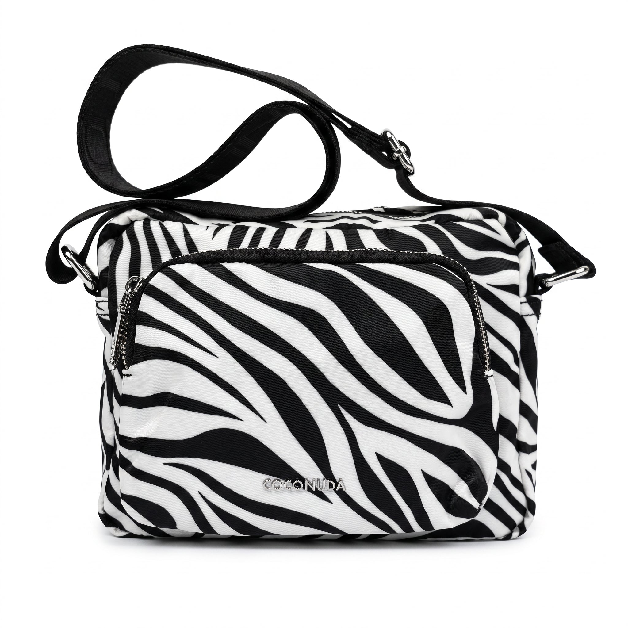 Borsa Coconuda Zebrata in Nylon con Stampa Animalier