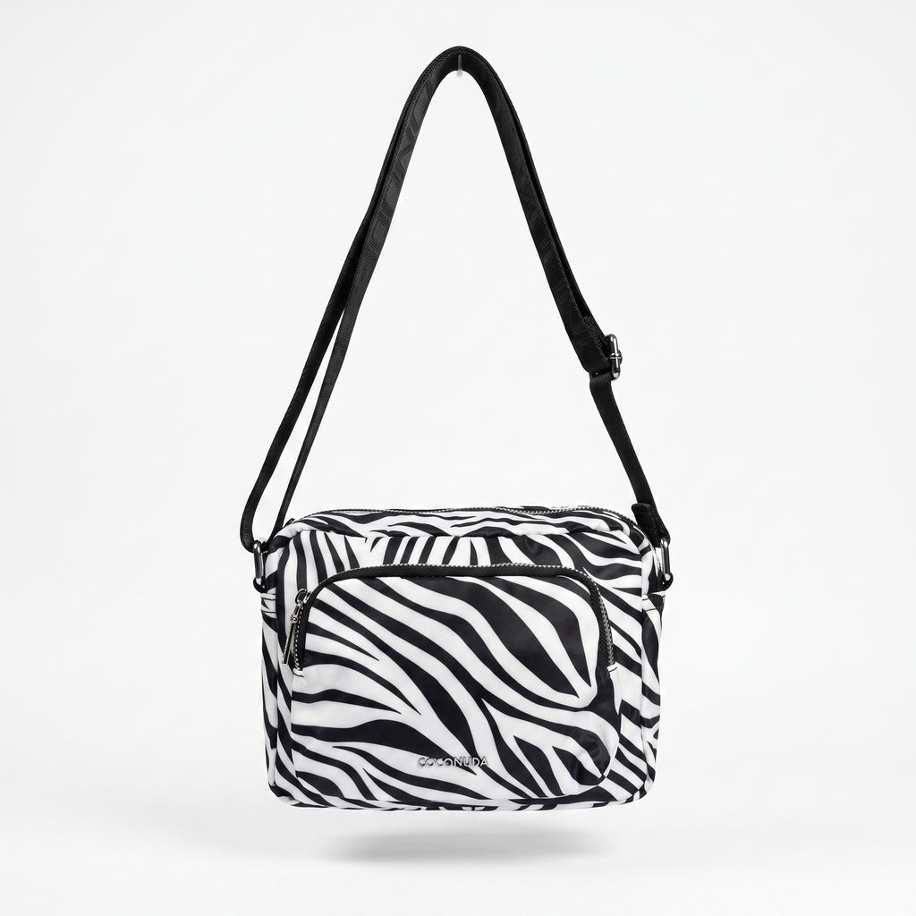 Borsa Coconuda Zebrata in Nylon con Stampa Animalier