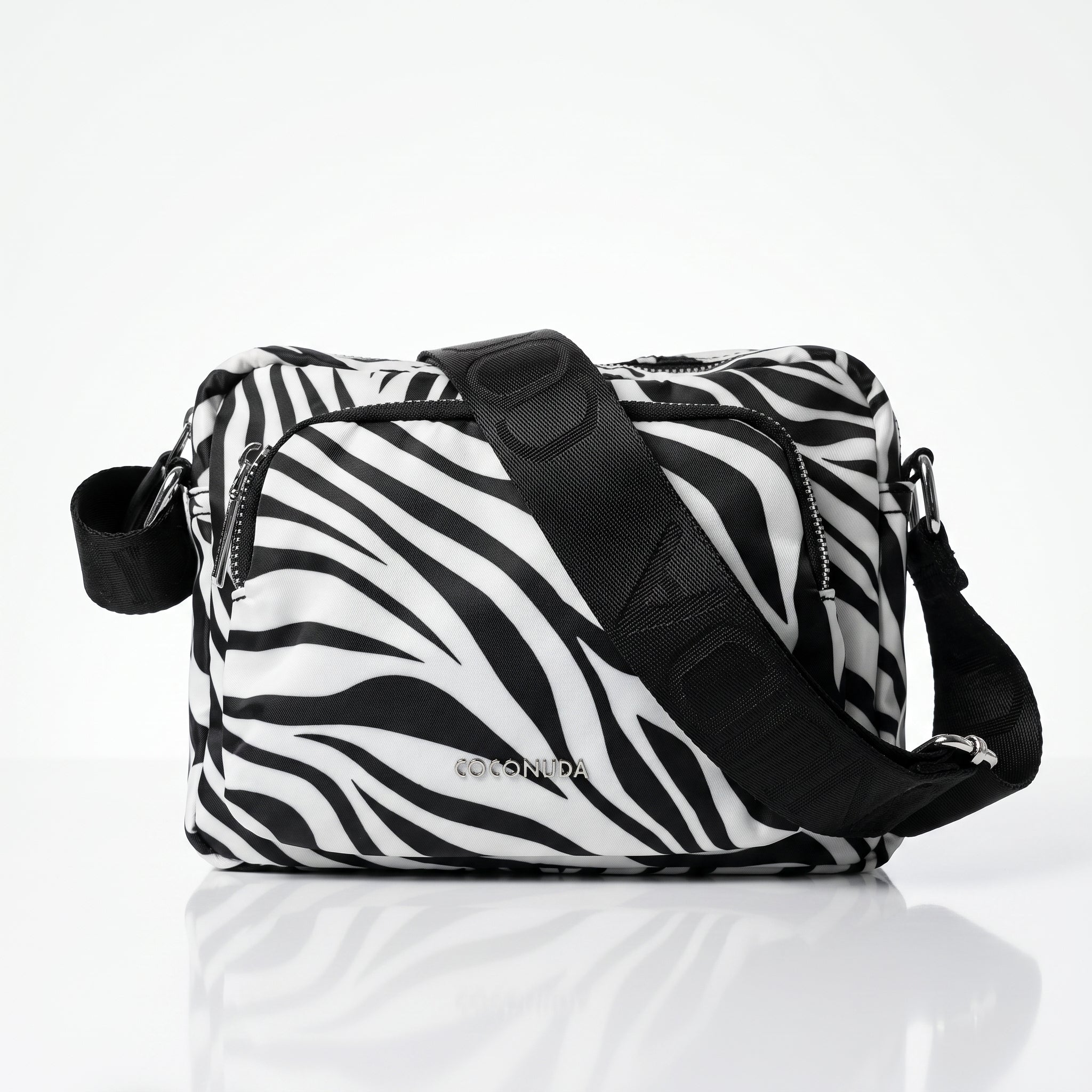 Borsa Coconuda Zebrata in Nylon con Stampa Animalier