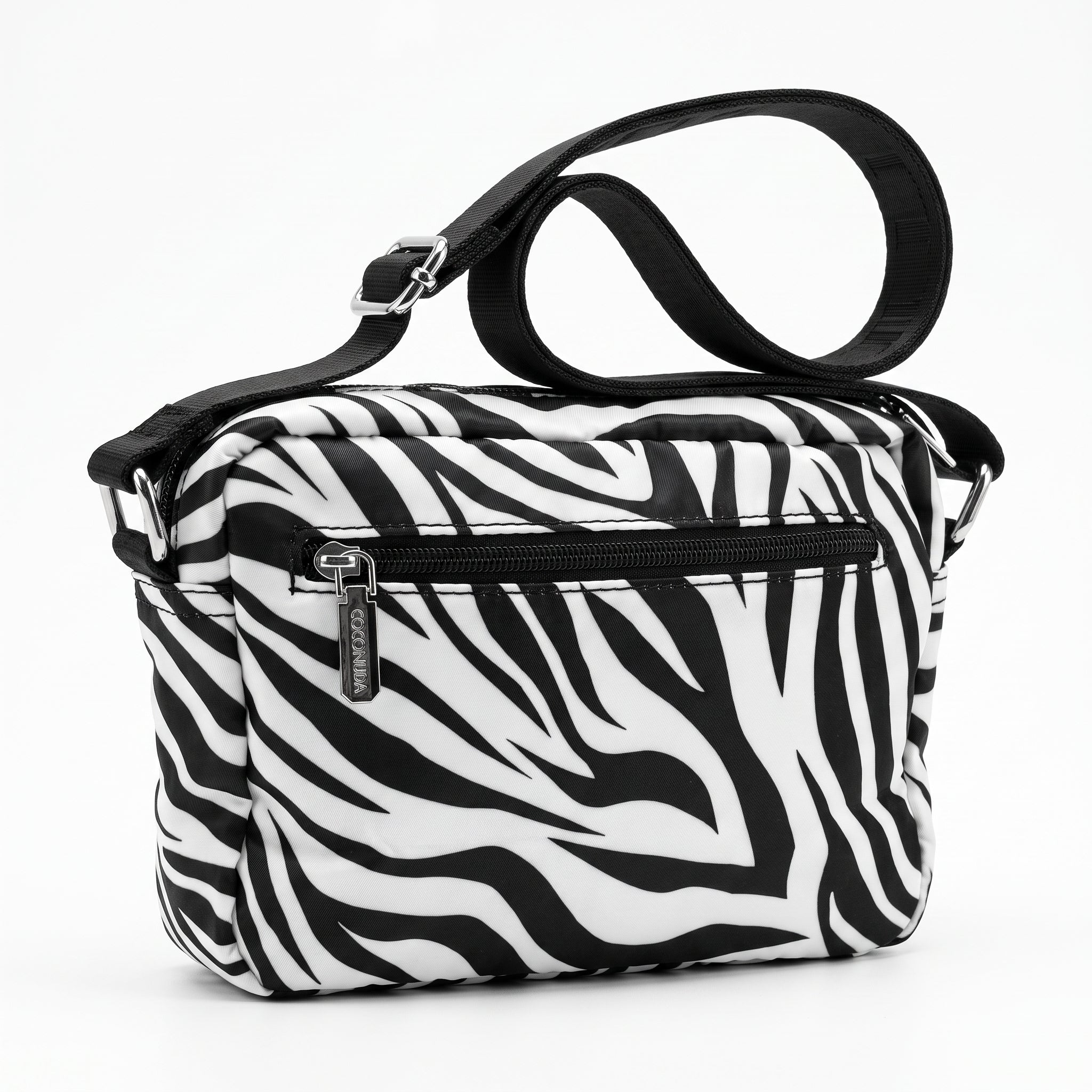 Borsa Coconuda Zebrata in Nylon con Stampa Animalier