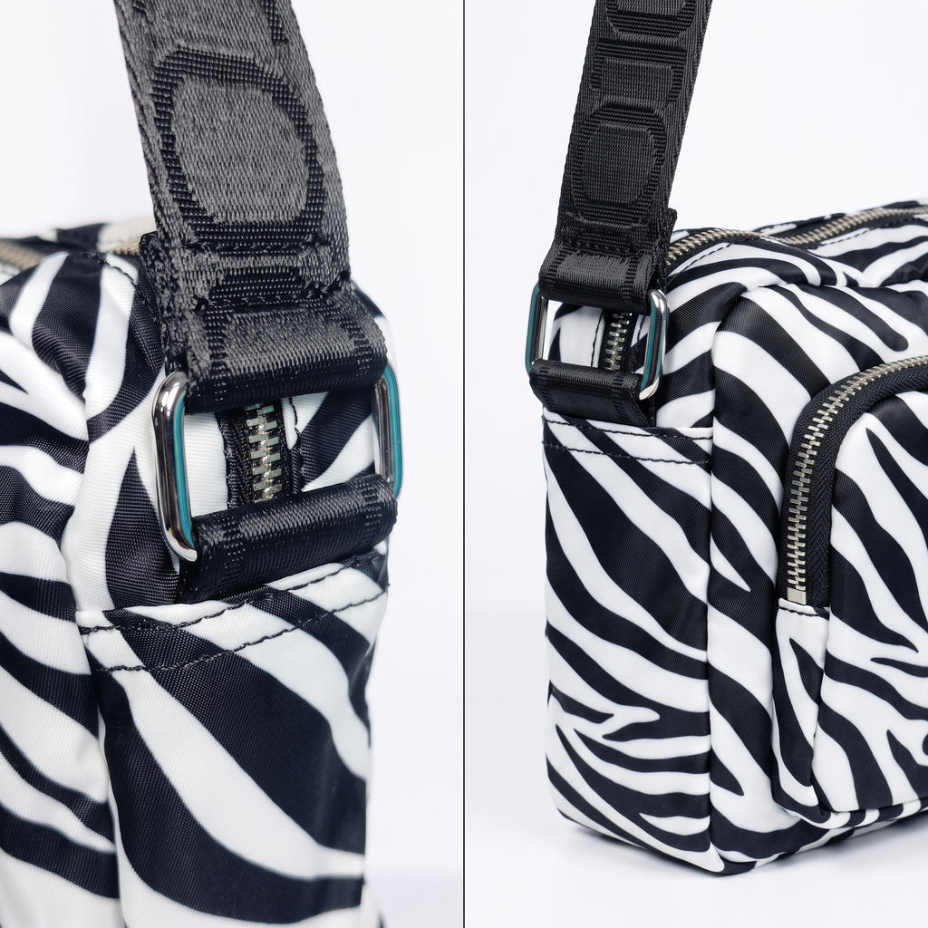 Borsa Coconuda Zebrata in Nylon con Stampa Animalier