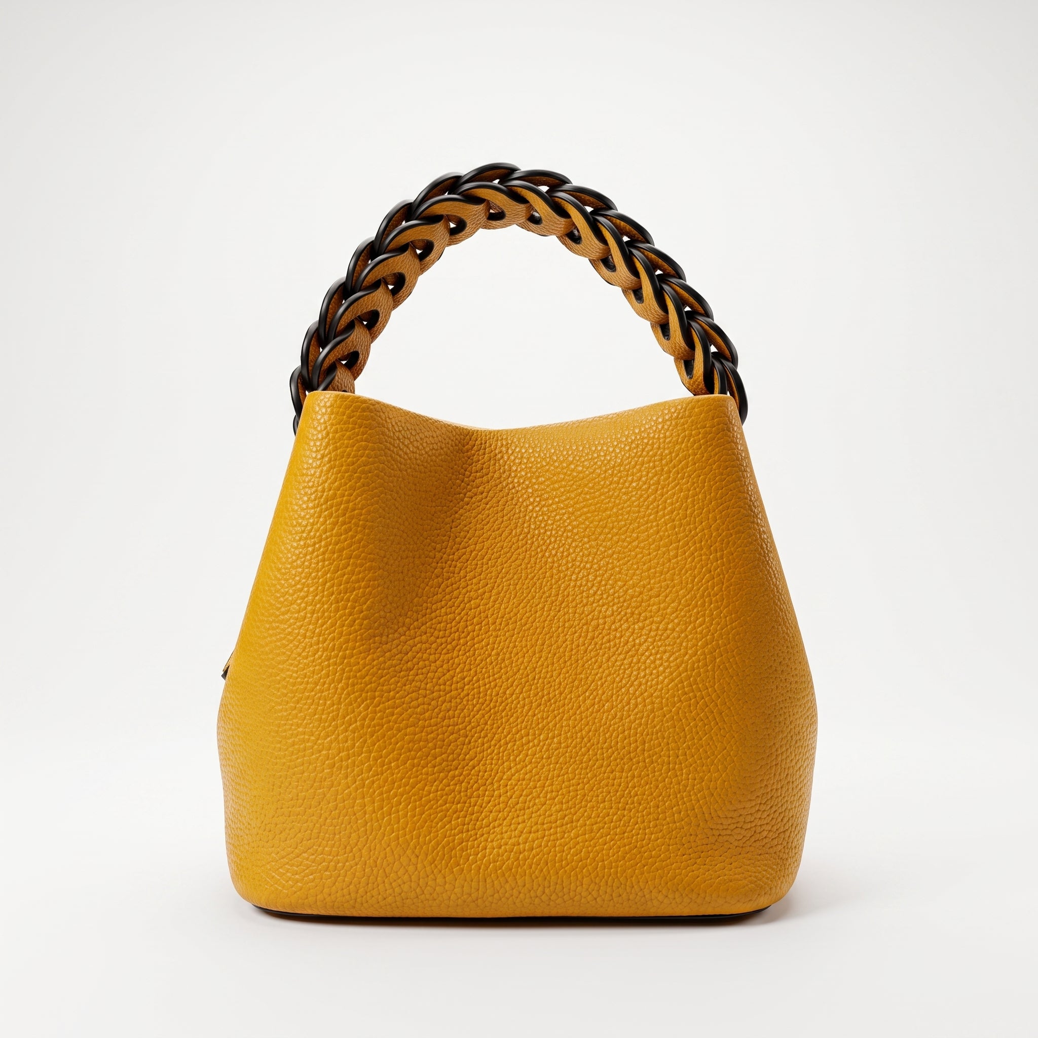 Borsa Secchiello con Manico Intrecciato in Ecopelle e Fodera con Tasche - Borsa a mano - Stile Donna Bags