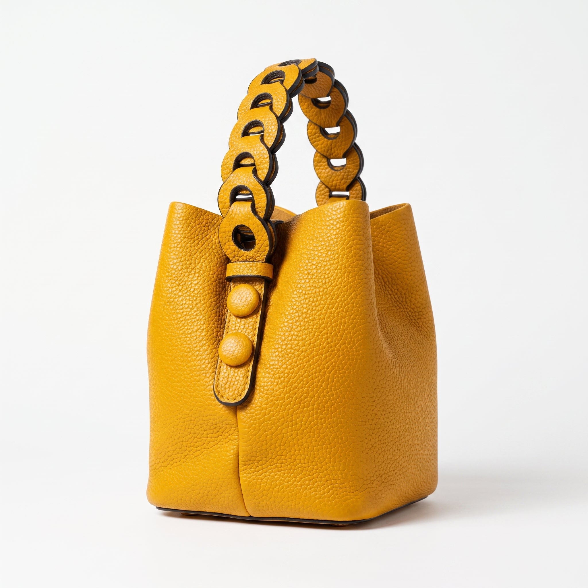 Borsa Secchiello con Manico Intrecciato in Ecopelle e Fodera con Tasche - Borsa a mano - Stile Donna Bags