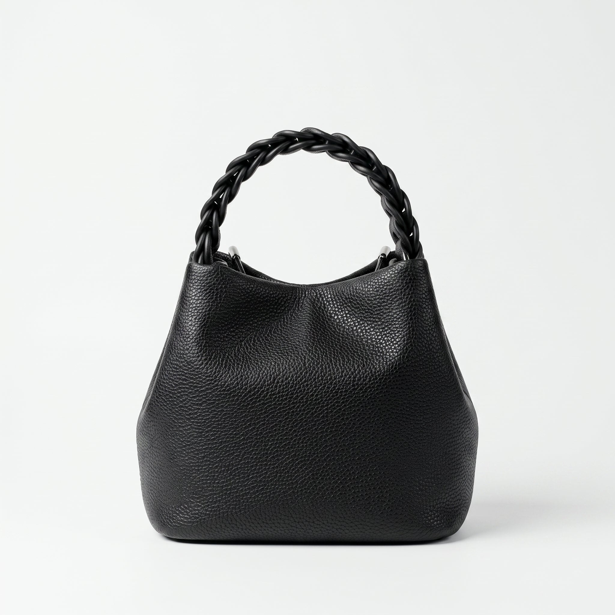 Borsa Secchiello con Manico Intrecciato in Ecopelle e Fodera con Tasche - Borsa a mano - Stile Donna Bags