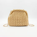 Borsa Fiorella in Crochet con Chiusura a Clip e Catena Dorata – Stile Donna - Borse a Tracolla - Stile Donna Bags - Beige