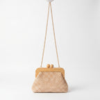 Borsa Caterina a Tracolla in Rafia con Cornice in Legno e Catena Dorata – Stile Donna