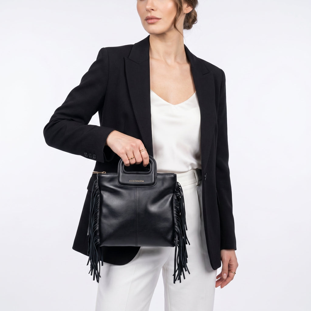 Coconuda Borsa Tote con Frange – Manico Strutturato e Tracolla Removibile - Stile Donna Bags