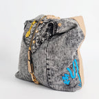 Dask Zaino in Denim con Stampa e Dettagli in Metallo Finitura Tono Oro - Stile Donna Bags