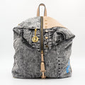 Dask Zaino in Denim con Stampa e Dettagli in Metallo Finitura Tono Oro - Stile Donna Bags