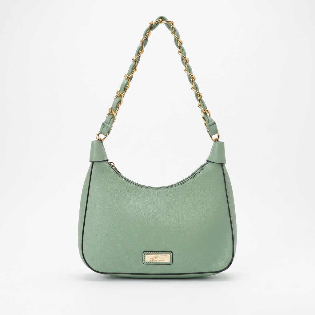 Hobo Bag Charro Verde con Catena Dorata e Tracolla Rimovibile - Stile Donna Bags
