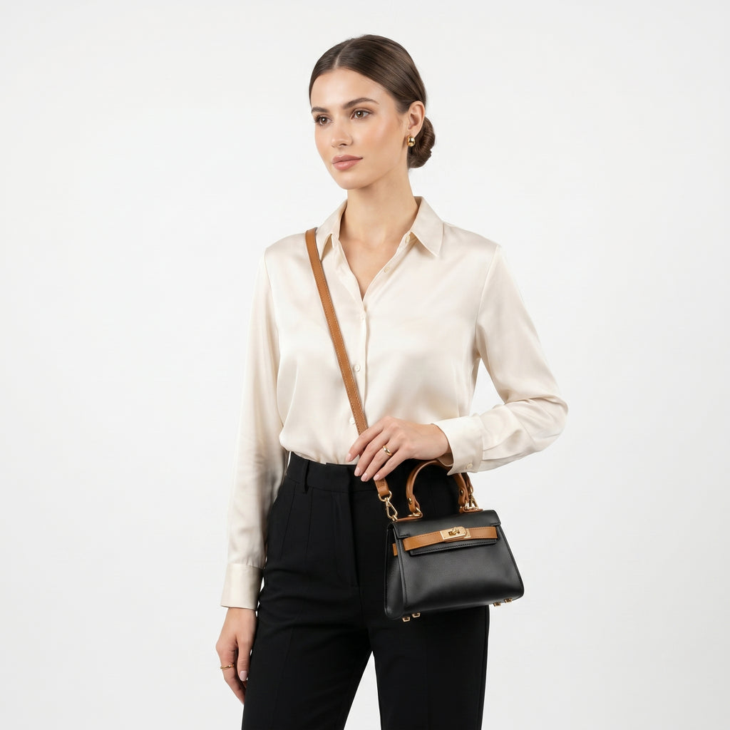 Mini Beky borsa mano vera pelle made in Italy mix colori donna – indossata 1