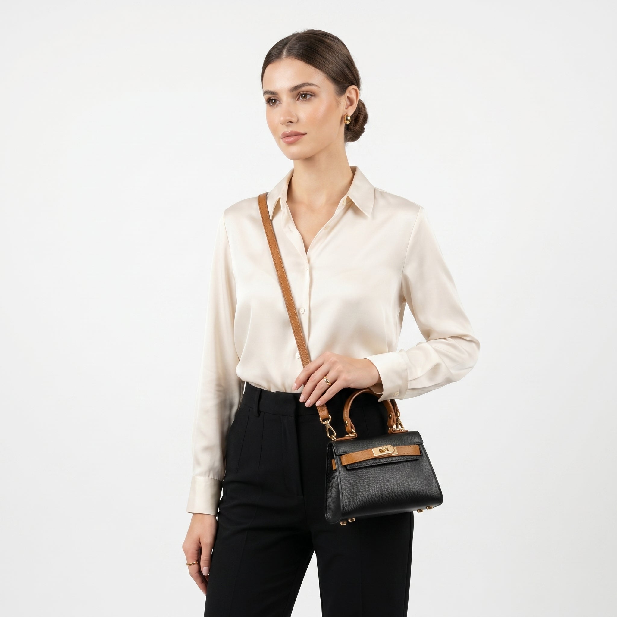 Mini Beky borsa mano vera pelle made in Italy mix colori donna – indossata 1