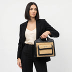 Sweet Years Borsa Shopping in Tessuto Intrecciato ed Ecopelle con Tasca Frontale - Stile Donna Bags