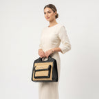 Sweet Years Borsa Shopping in Tessuto Intrecciato ed Ecopelle con Tasca Frontale - Stile Donna Bags