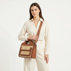 Sweet Years Borsa Shopping in Tessuto Intrecciato ed Ecopelle con Tasca Frontale - Stile Donna Bags