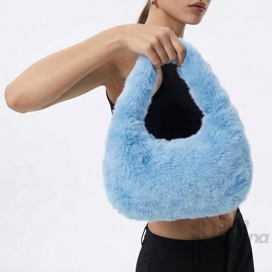 mini-hobo-in-pelliccia-sintetica-borsa-tracolla-finta-648 - Stile Donna Bags