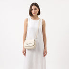 Saddle Bag Charro Beige con Doppio Anello Logo e Tracolla Rimovibile - Stile Donna Bags