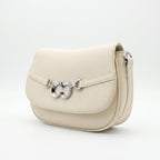 Saddle Bag Charro Beige con Doppio Anello Logo e Tracolla Rimovibile - Stile Donna Bags