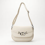Saddle Bag Charro Beige con Doppio Anello Logo e Tracolla Rimovibile - Stile Donna Bags