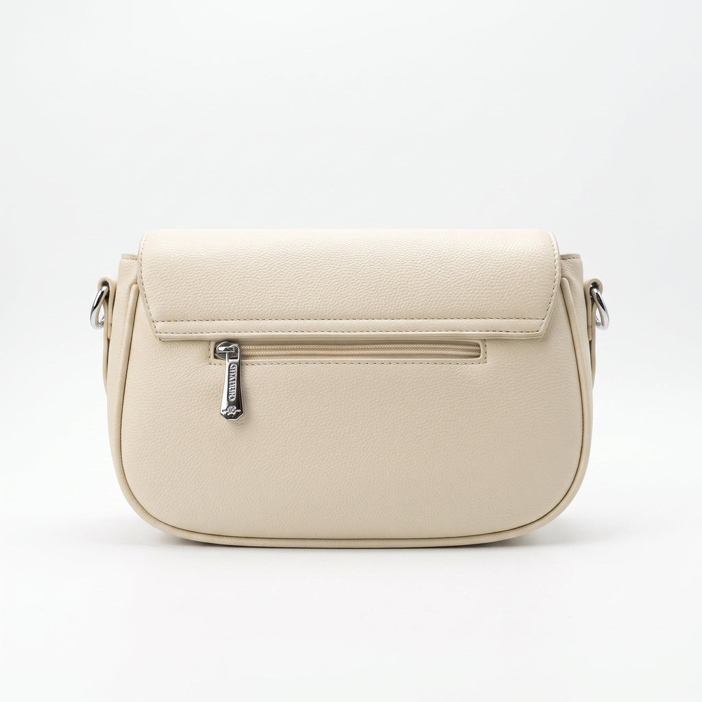 Saddle Bag Charro Beige con Doppio Anello Logo e Tracolla Rimovibile - Stile Donna Bags