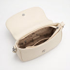 Saddle Bag Charro Beige con Doppio Anello Logo e Tracolla Rimovibile - Stile Donna Bags