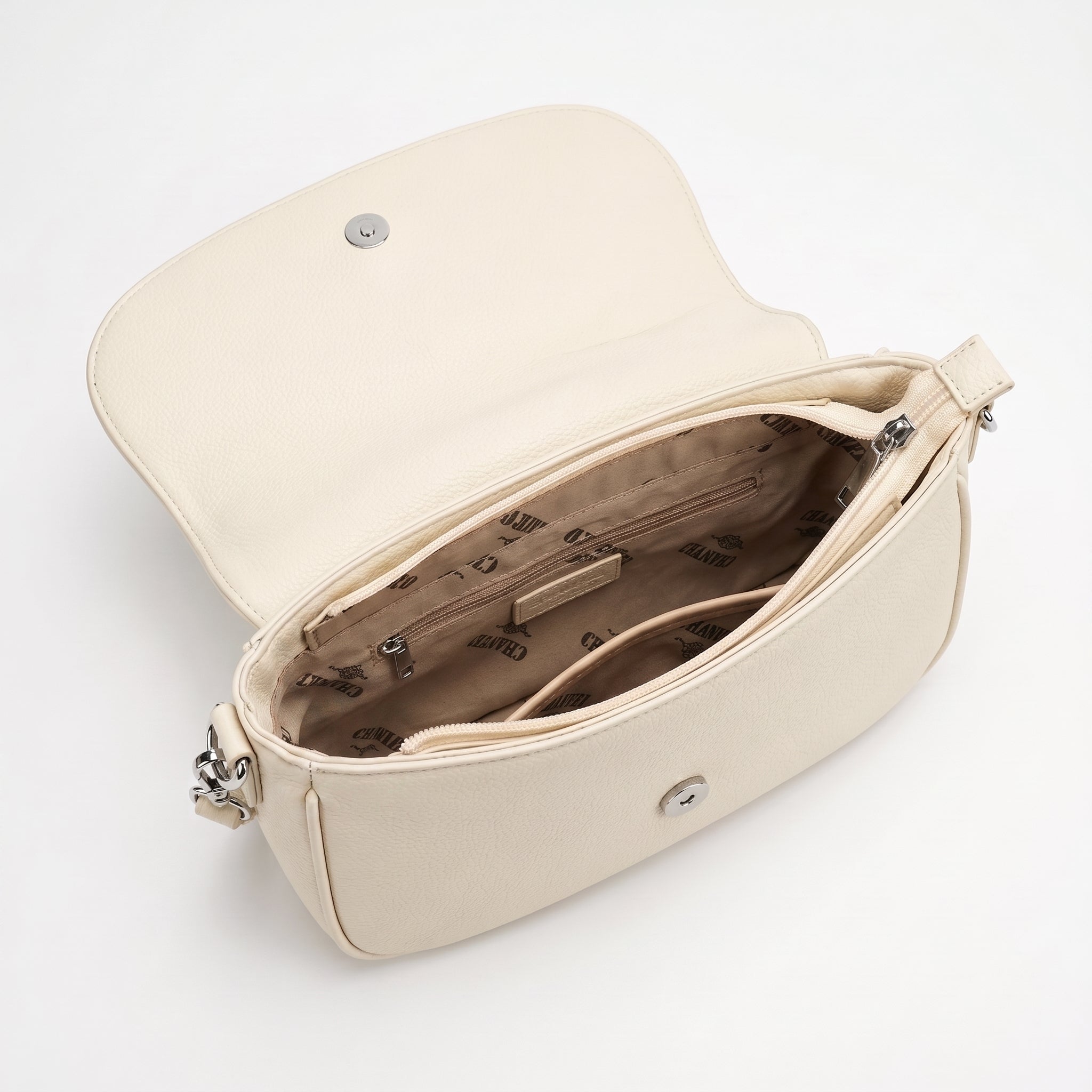Saddle Bag Charro Beige con Doppio Anello Logo e Tracolla Rimovibile - Stile Donna Bags