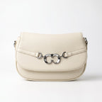 Saddle Bag Charro Beige con Doppio Anello Logo e Tracolla Rimovibile - Stile Donna Bags