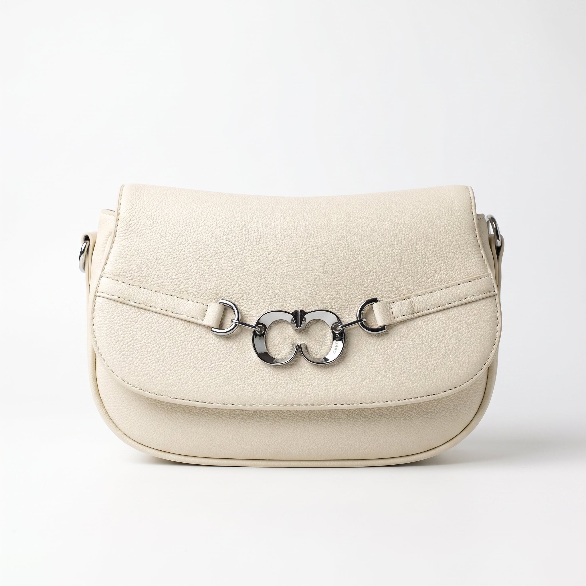 Saddle Bag Charro Beige con Doppio Anello Logo e Tracolla Rimovibile - Stile Donna Bags