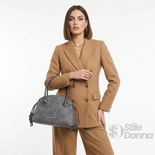 set-di-borse-enrico-coveri-in-suede-grigio-borsa-a-mano-texture-grigia-247 - Stile Donna Bags